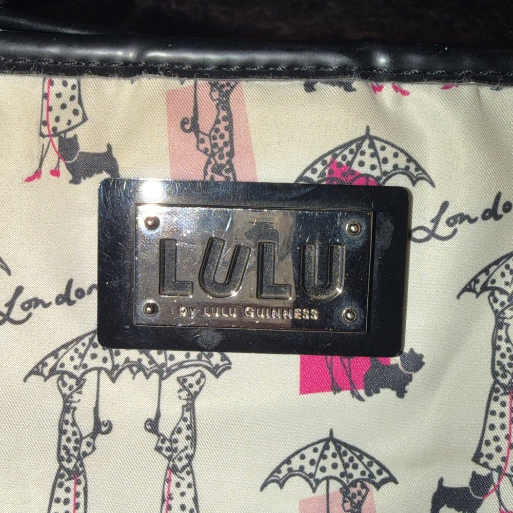 Lulu Cream and Black Tote with Pink Accents - Picture 4 of 7